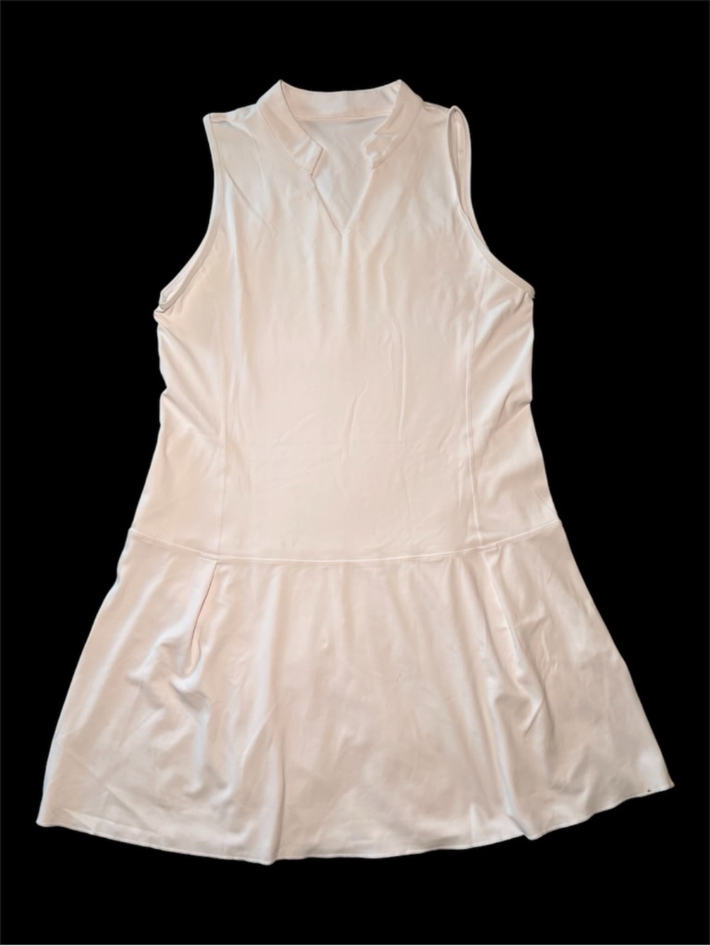Sleeveless Tennis Dress in White with Notch Collar